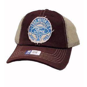 Ford Vintage V8 Embroidered Patch Distressed Style Mesh Cap - NEW Fast Ship